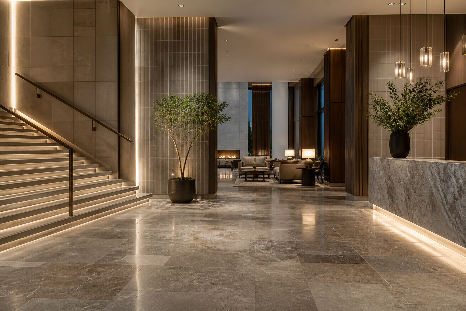 Peetri lnc hospitality stone and tile interior